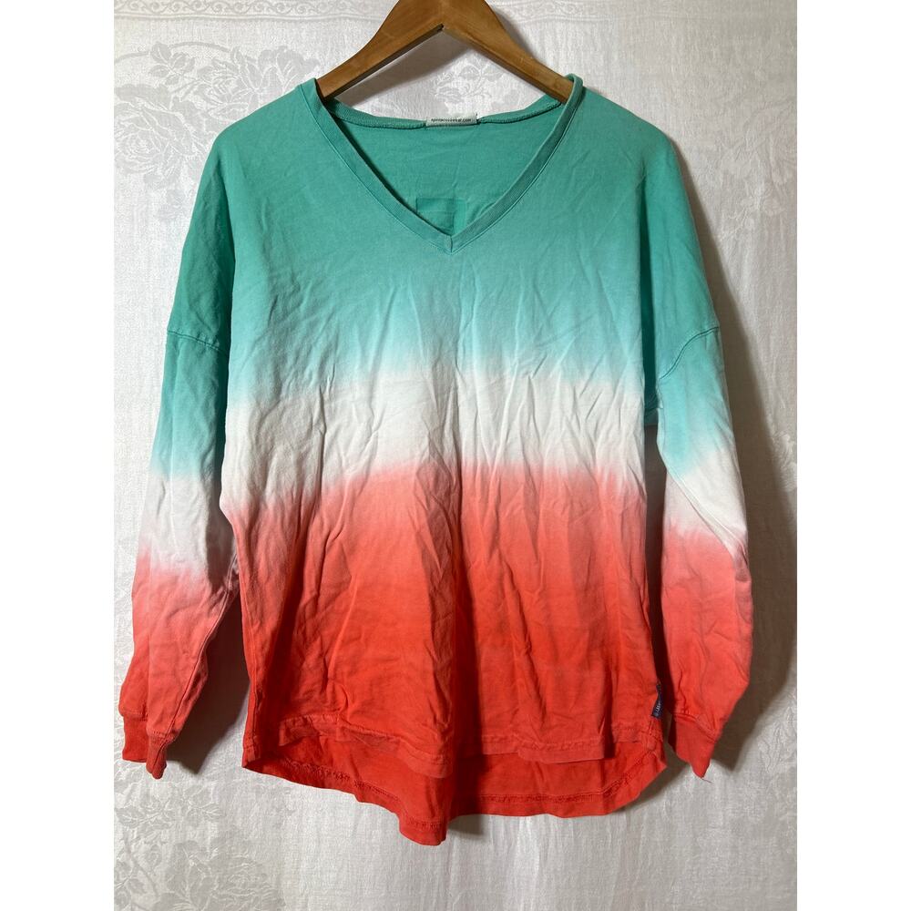Vanderbilt Spirit Jersey Small Teal Coral Tie Die Ombre Long Sleeve - Picture 6 of 9